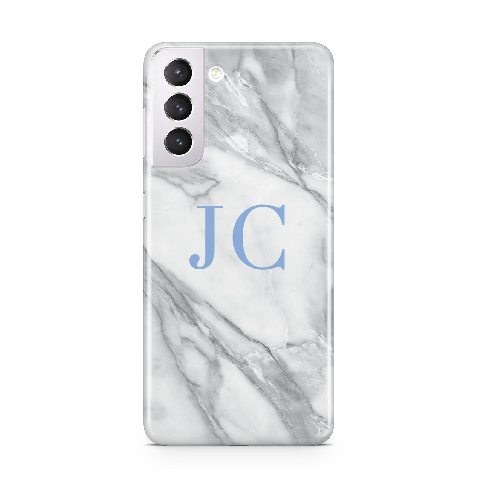Grey Marble Blue Initials Samsung S21 Case