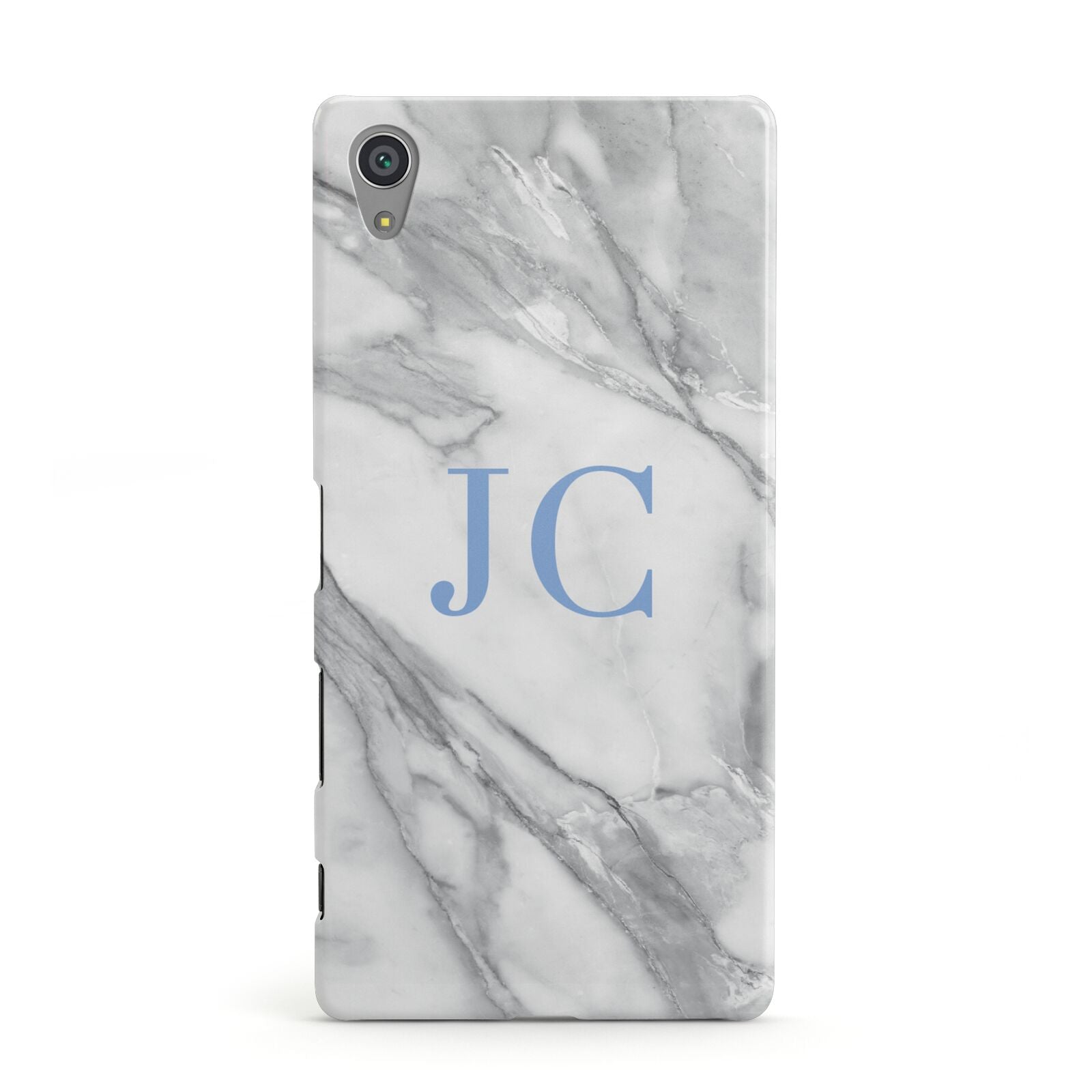 Grey Marble Blue Initials Sony Xperia Case