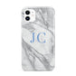 Grey Marble Blue Initials iPhone 11 3D Tough Case