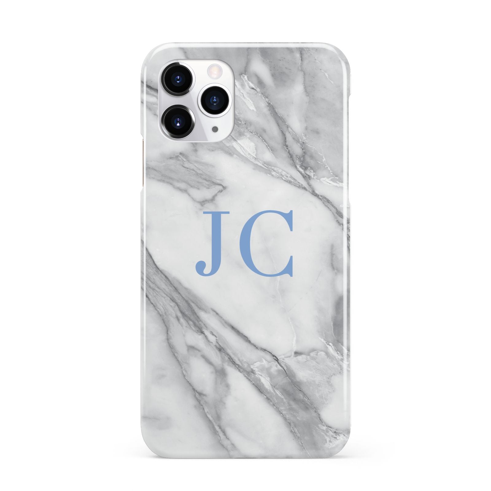 Grey Marble Blue Initials iPhone 11 Pro 3D Snap Case