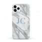 Grey Marble Blue Initials iPhone 11 Pro 3D Tough Case