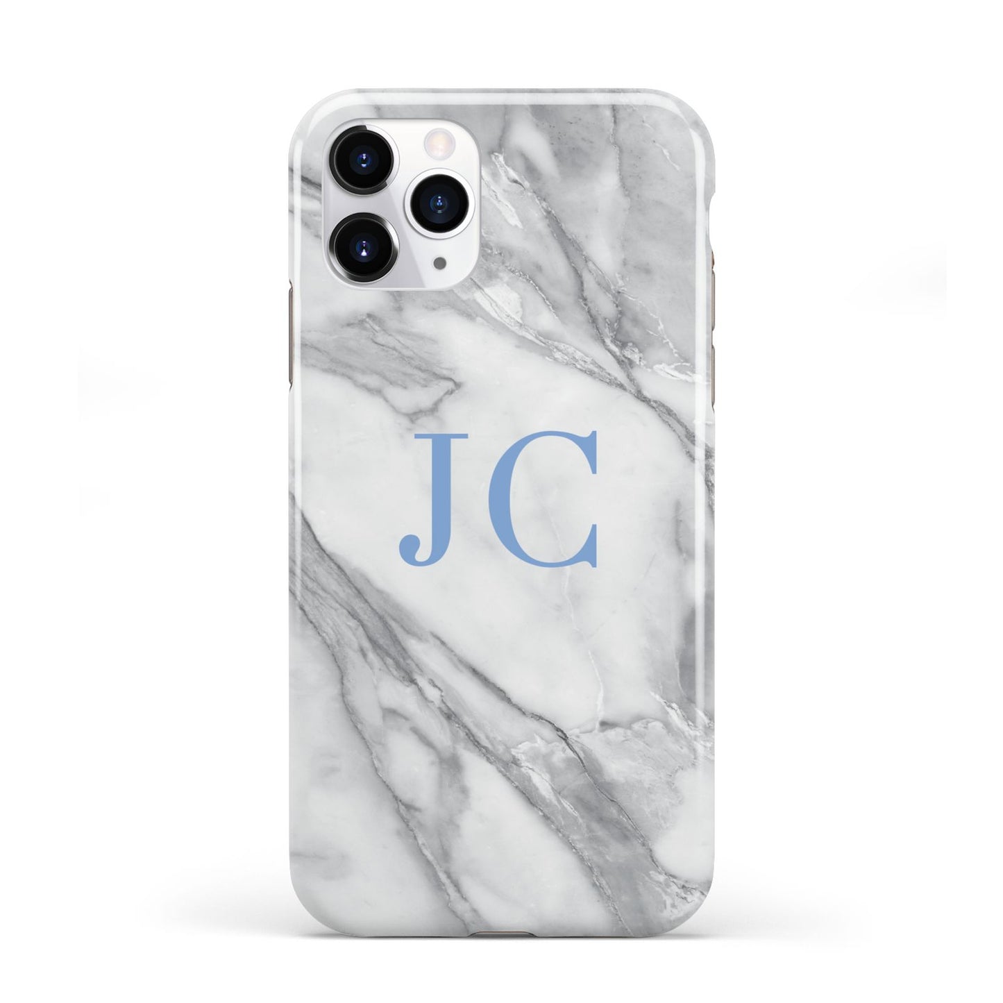 Grey Marble Blue Initials iPhone 11 Pro 3D Tough Case