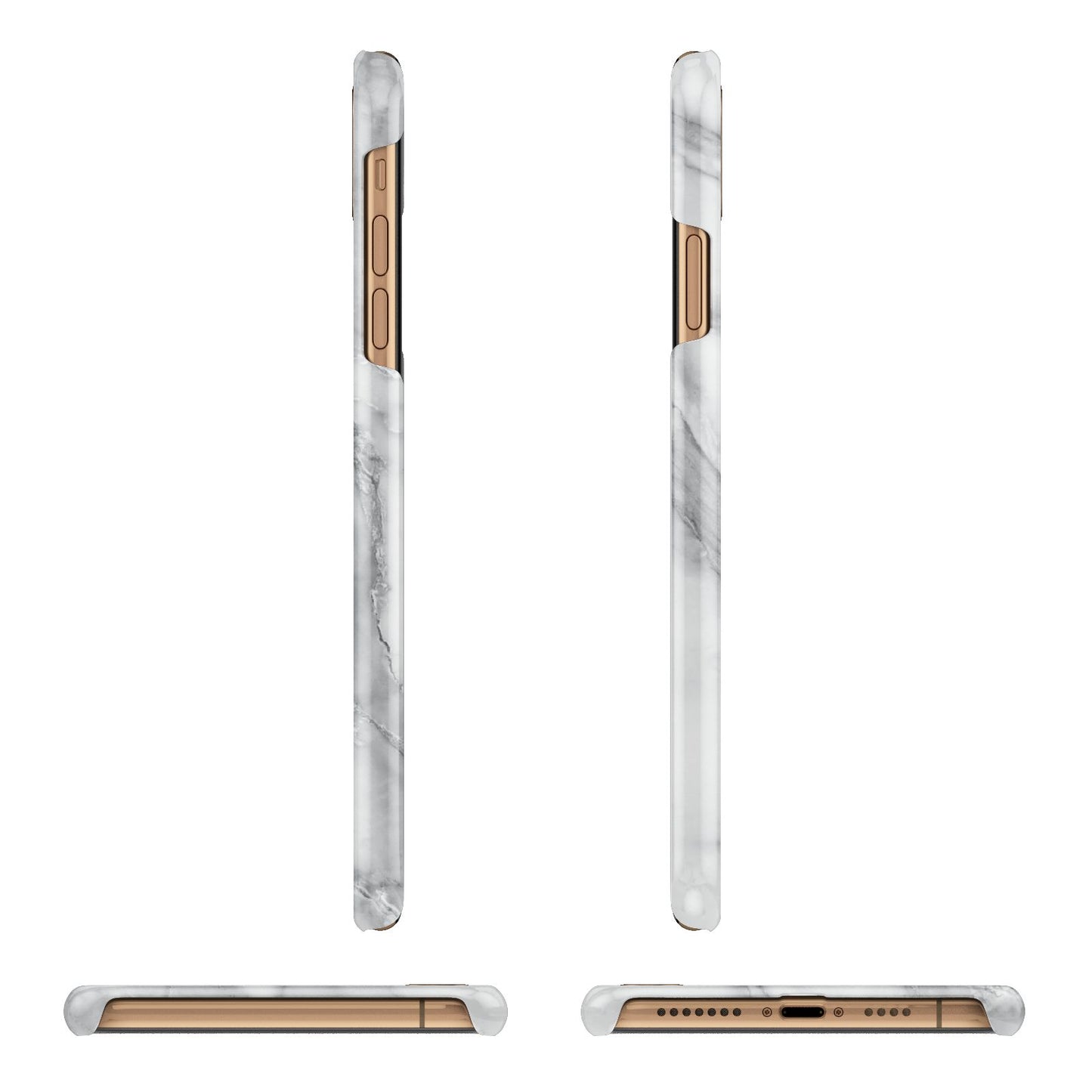 Grey Marble Blue Initials iPhone 11 Pro Max 3D Snap Case Angle Images