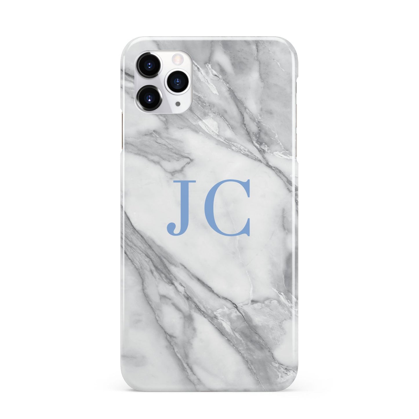 Grey Marble Blue Initials iPhone 11 Pro Max 3D Snap Case
