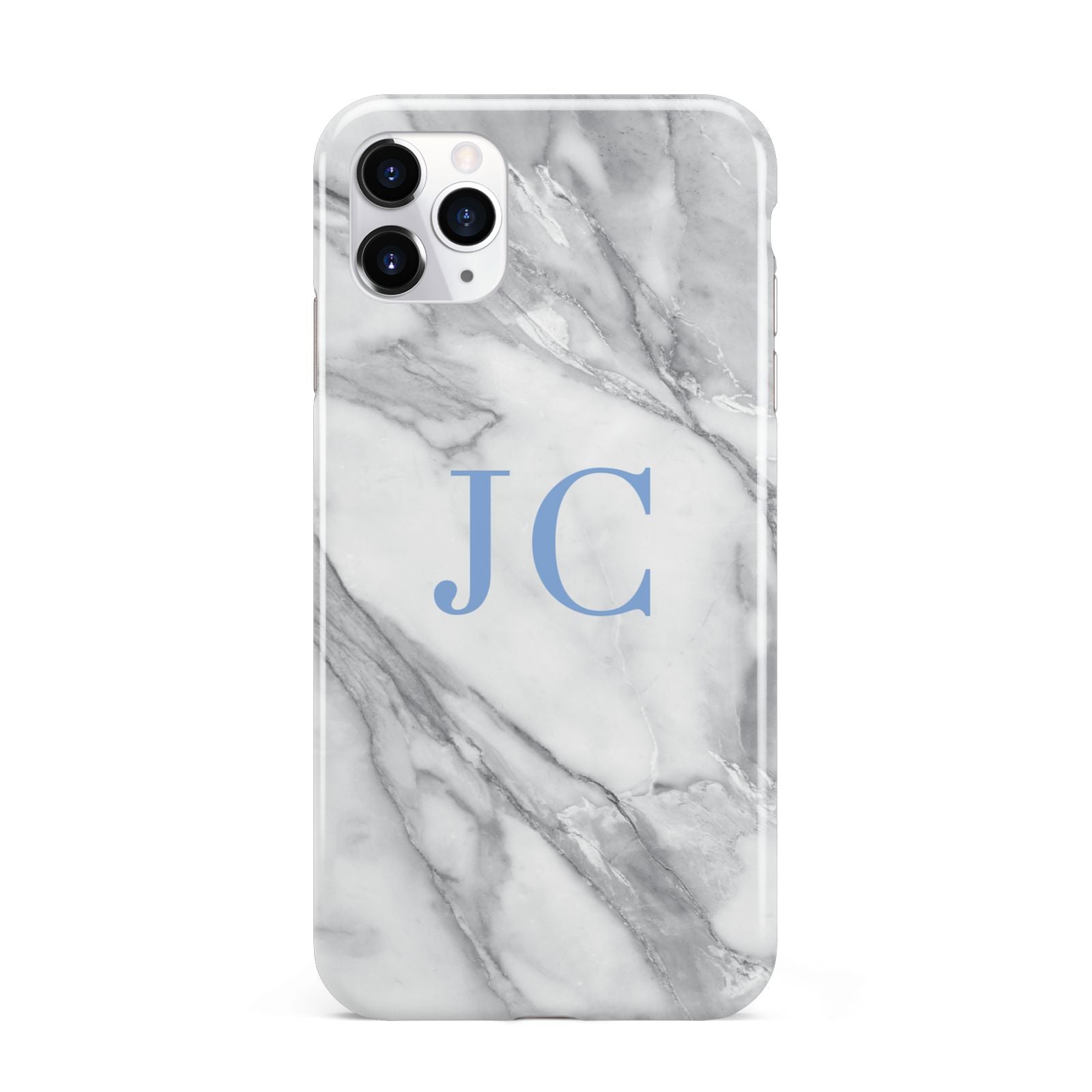 Grey Marble Blue Initials iPhone 11 Pro Max 3D Tough Case