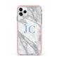Grey Marble Blue Initials iPhone 11 Pro Max Impact Pink Edge Case