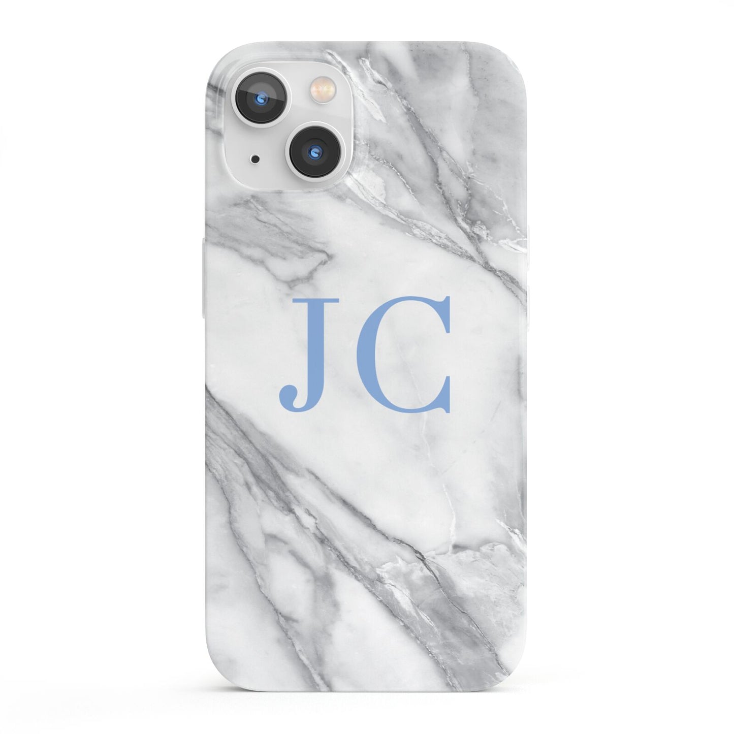 Grey Marble Blue Initials iPhone 13 Full Wrap 3D Snap Case