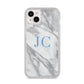 Grey Marble Blue Initials iPhone 14 Plus Glitter Tough Case Starlight