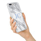 Grey Marble Blue Initials iPhone 7 Plus Bumper Case on Silver iPhone Alternative Image