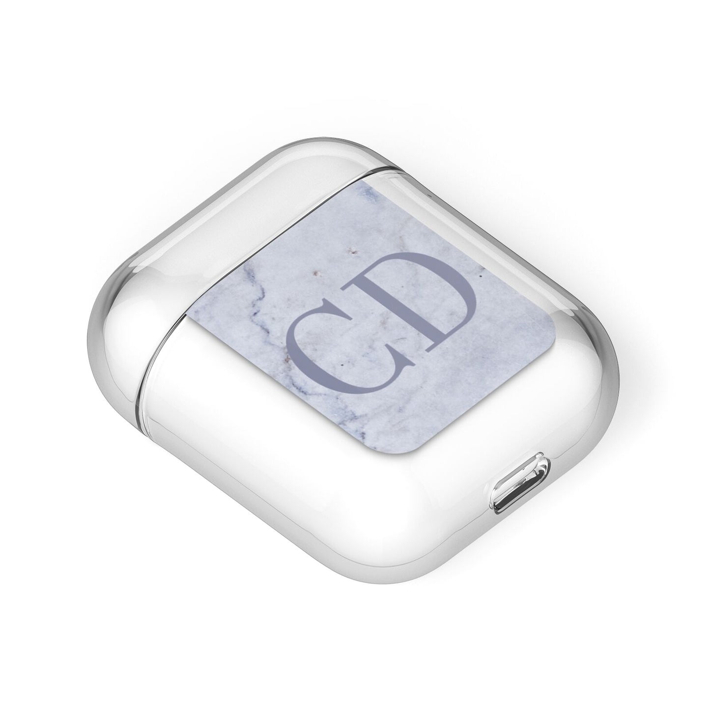 Grey Marble Grey Initials AirPods Case Laid Flat