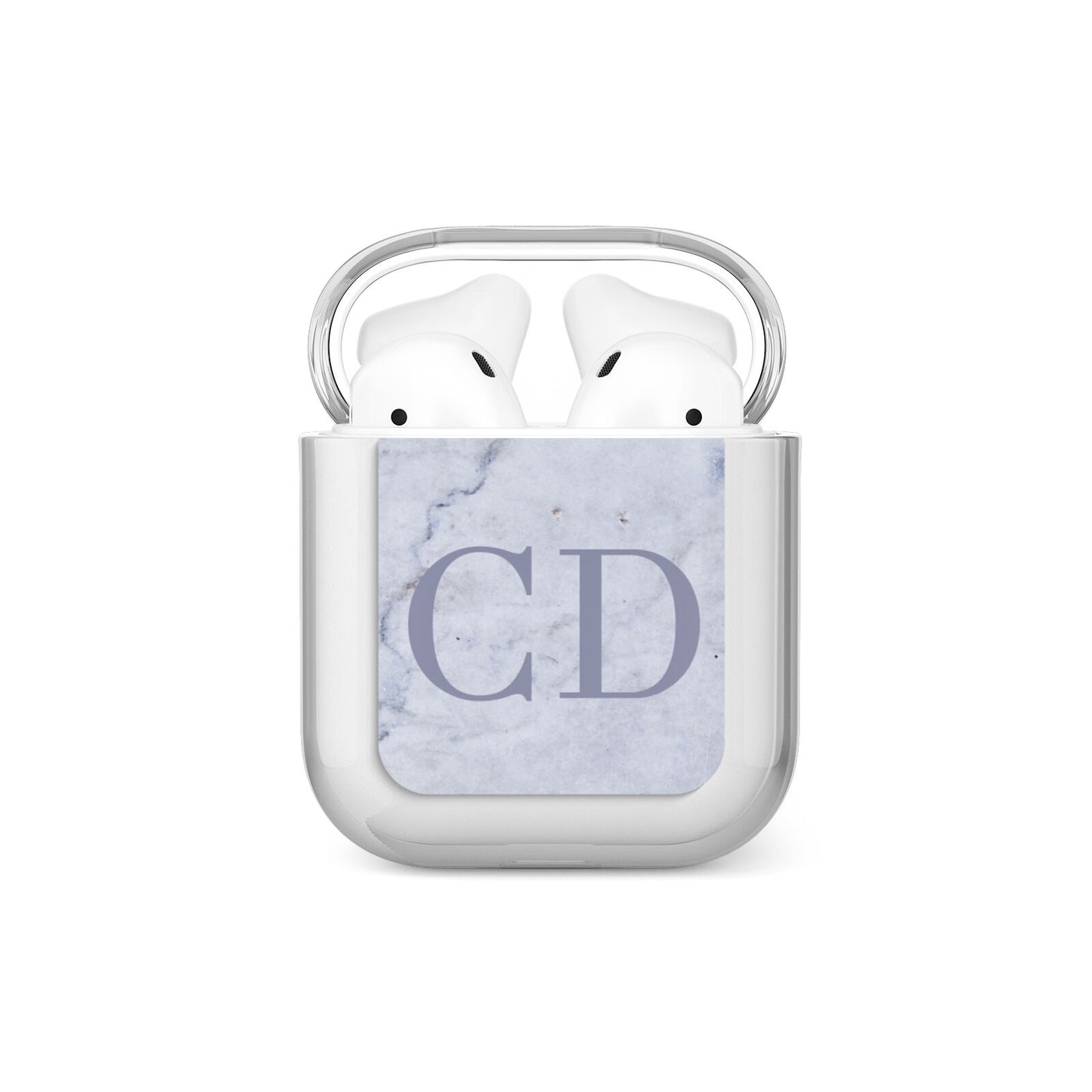Grey Marble Grey Initials AirPods Case