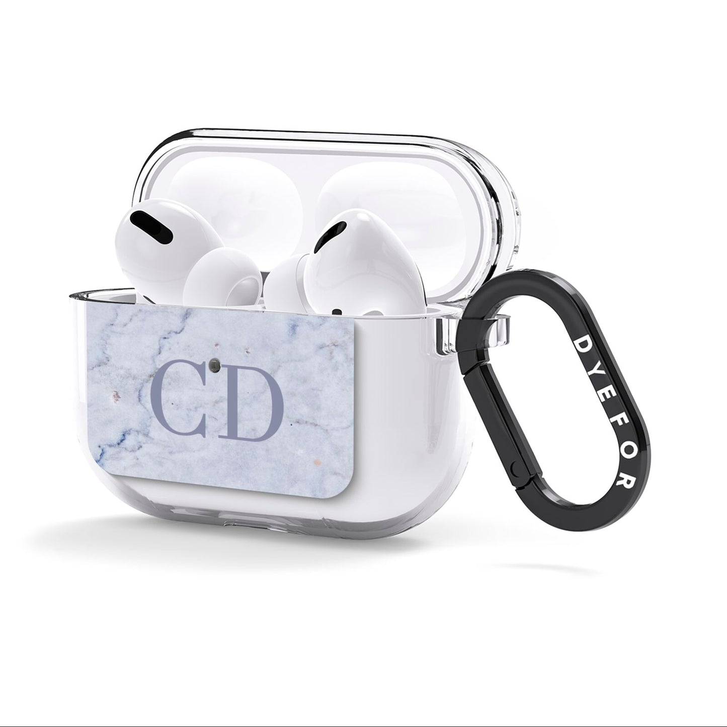 Grey Marble Grey Initials AirPods Clear Case 3rd Gen Side Image