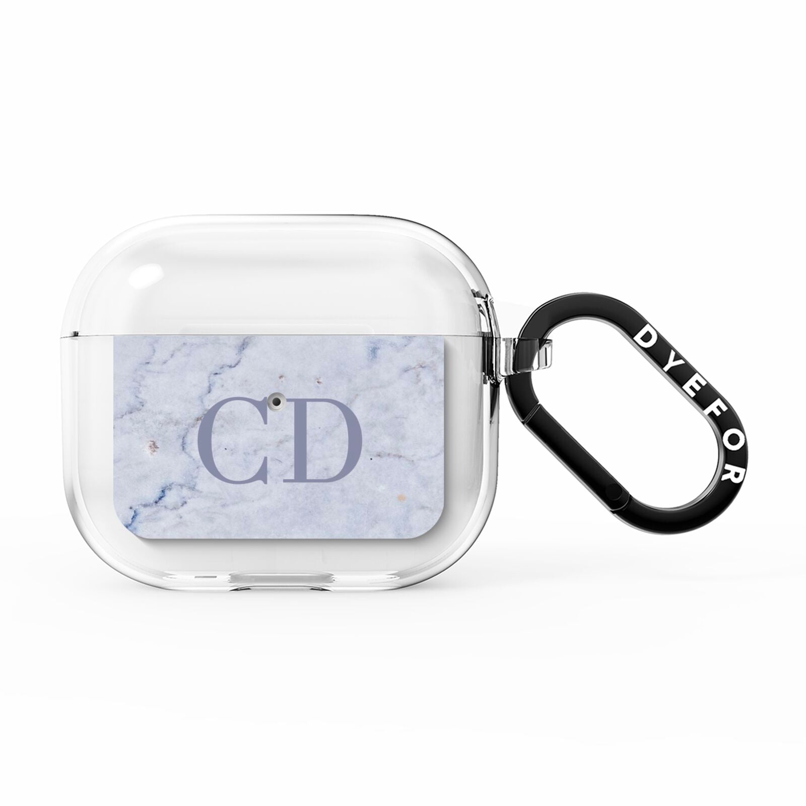 Grey Marble Grey Initials AirPods Clear Case 3rd Gen