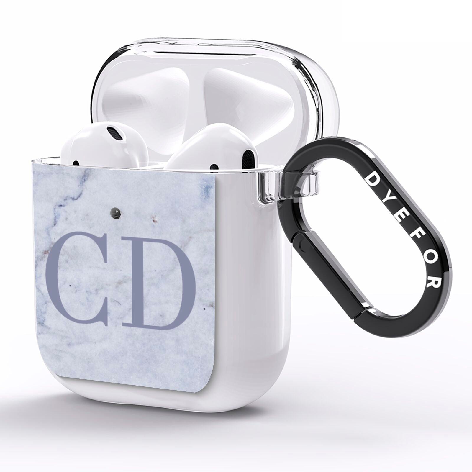 Grey Marble Grey Initials AirPods Clear Case Side Image