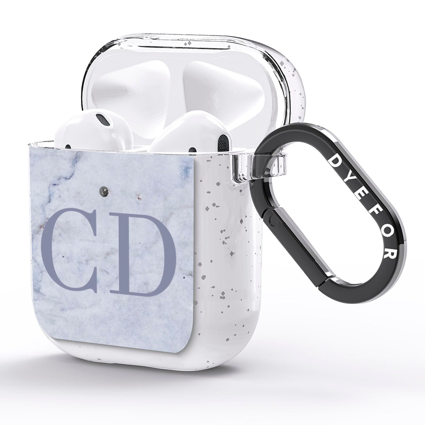 Grey Marble Grey Initials AirPods Glitter Case Side Image