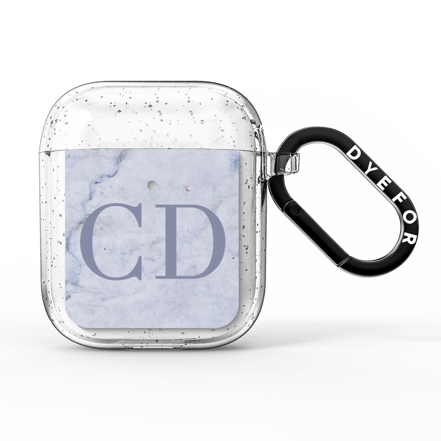 Grey Marble Grey Initials AirPods Glitter Case