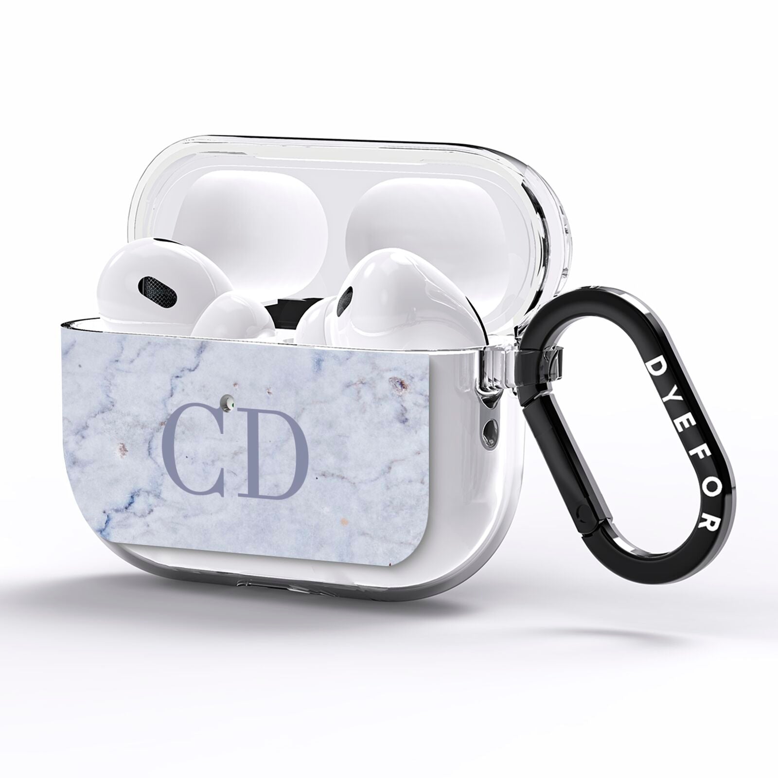 Grey Marble Grey Initials AirPods Pro Clear Case Side Image