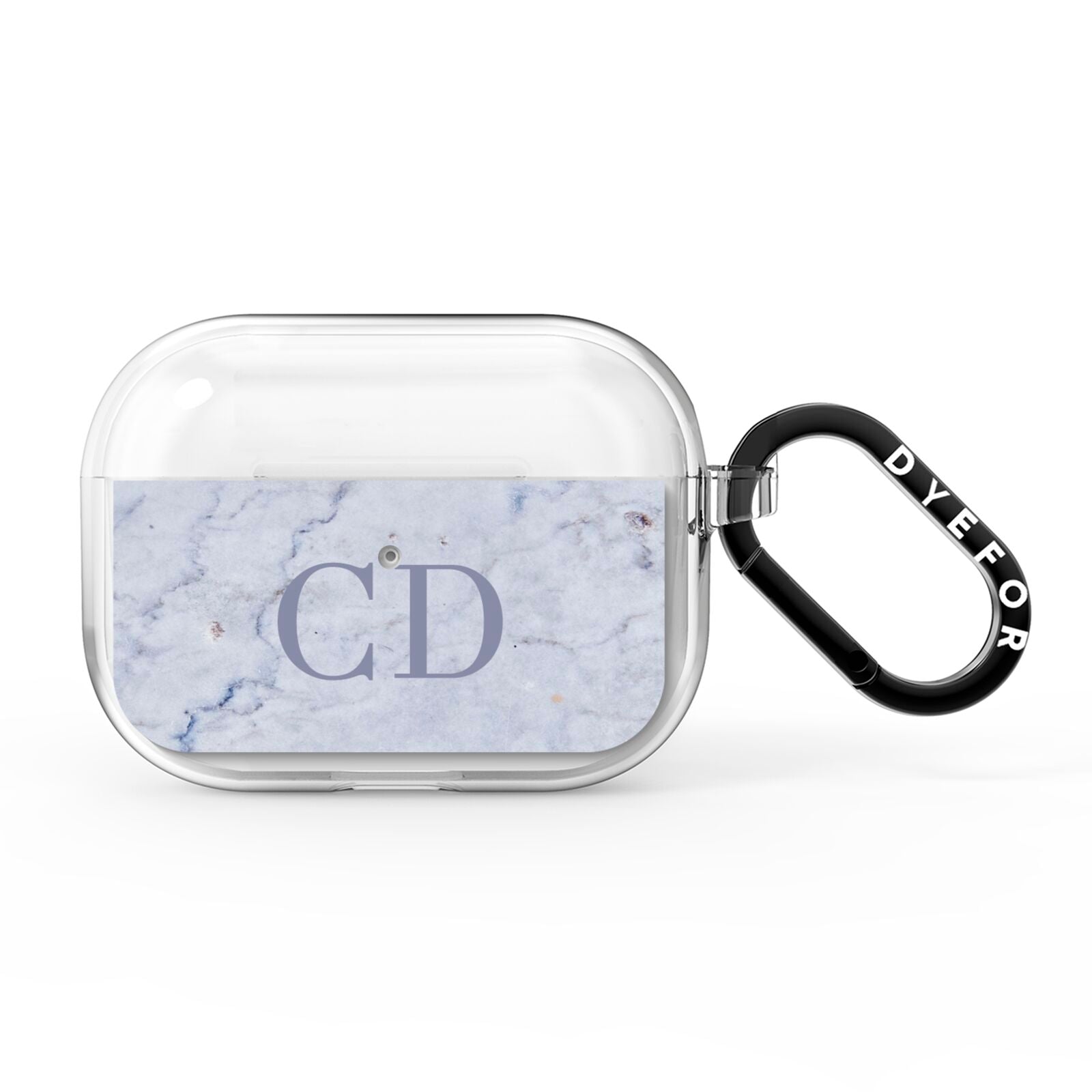 Grey Marble Grey Initials AirPods Pro Clear Case