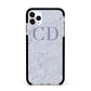 Grey Marble Grey Initials Apple iPhone 11 Pro Max in Silver with Black Impact Case