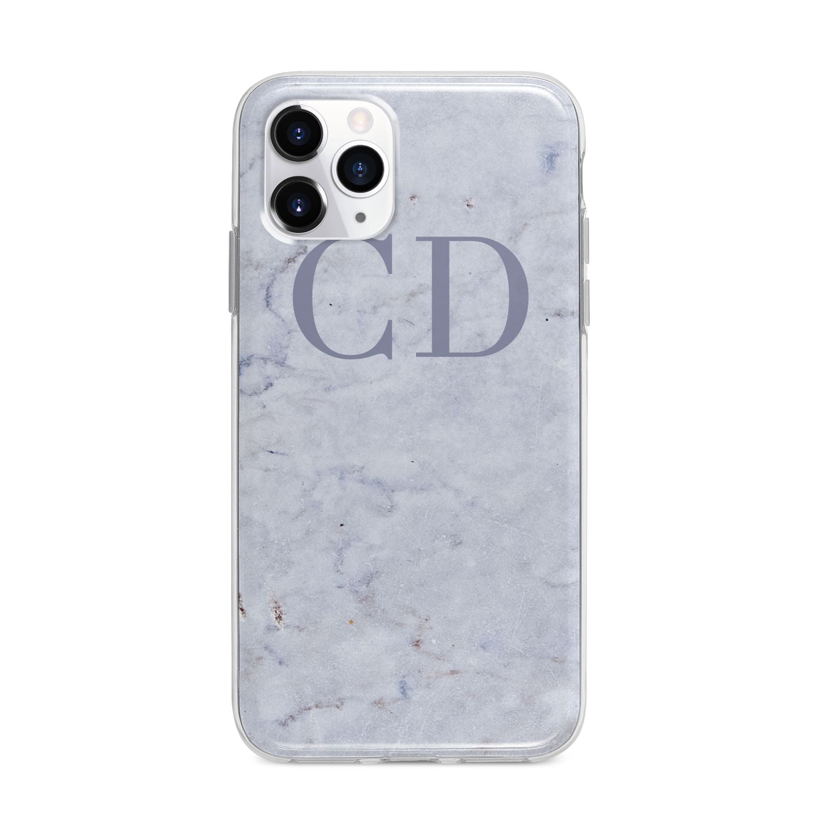 Grey Marble Grey Initials Apple iPhone 11 Pro Max in Silver with Bumper Case