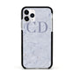 Grey Marble Grey Initials Apple iPhone 11 Pro in Silver with Black Impact Case