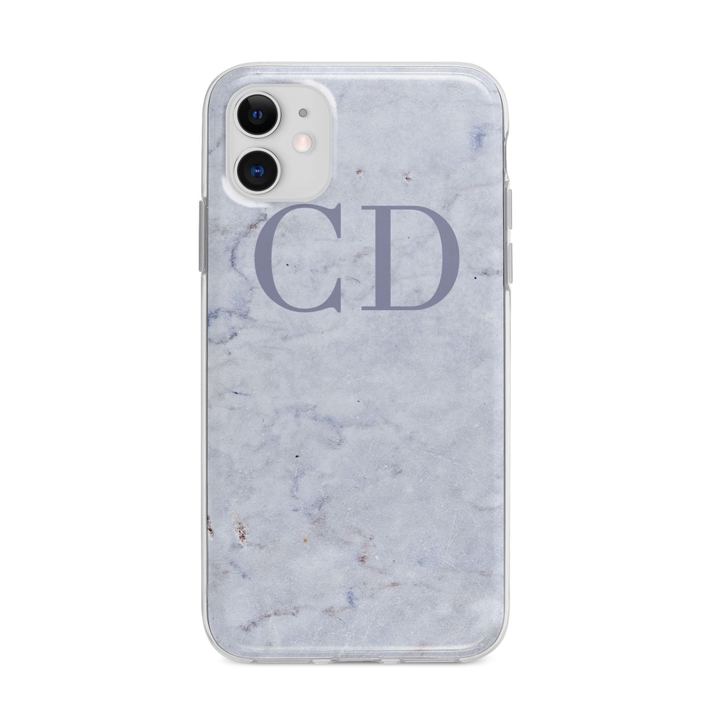 Grey Marble Grey Initials Apple iPhone 11 in White with Bumper Case