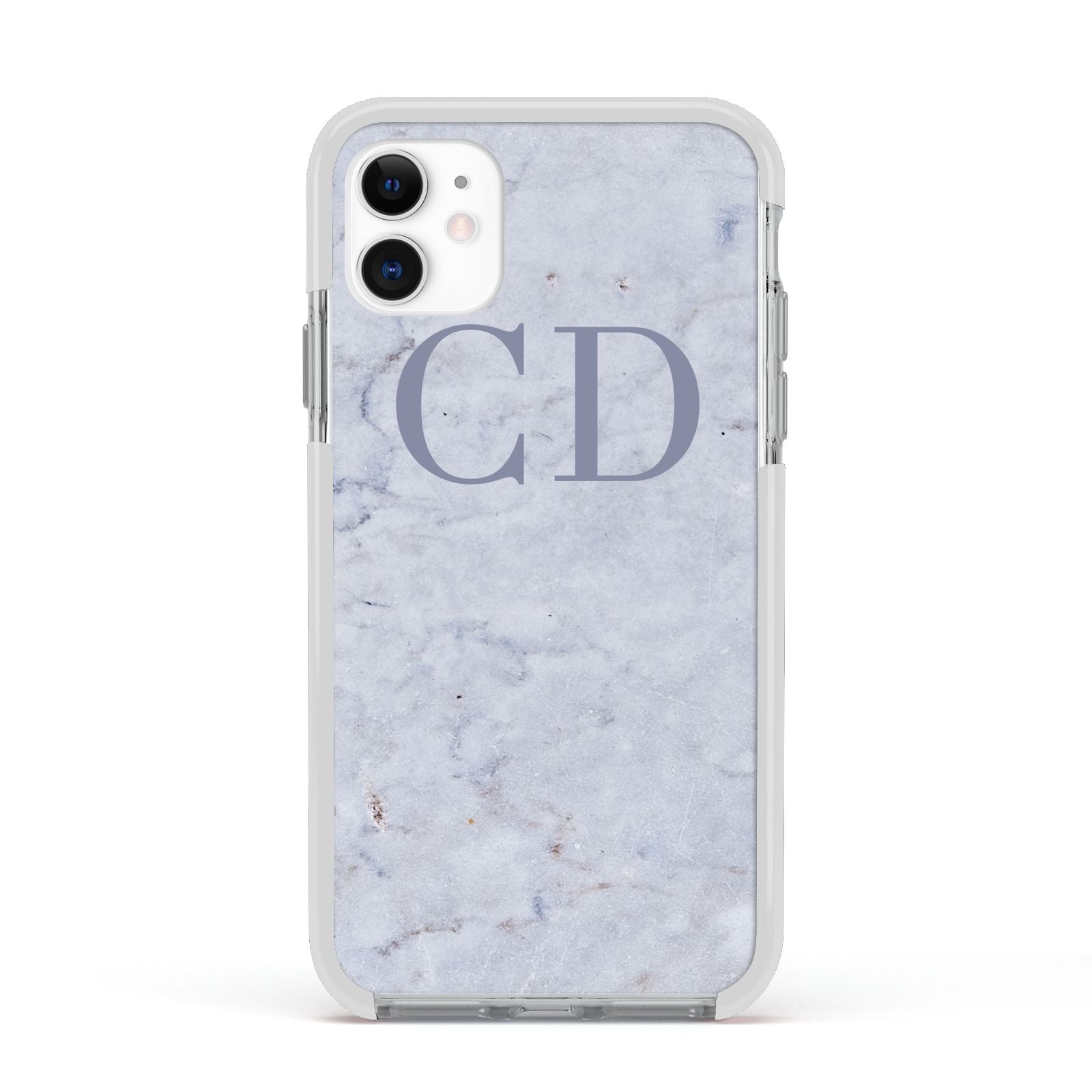 Grey Marble Grey Initials Apple iPhone 11 in White with White Impact Case