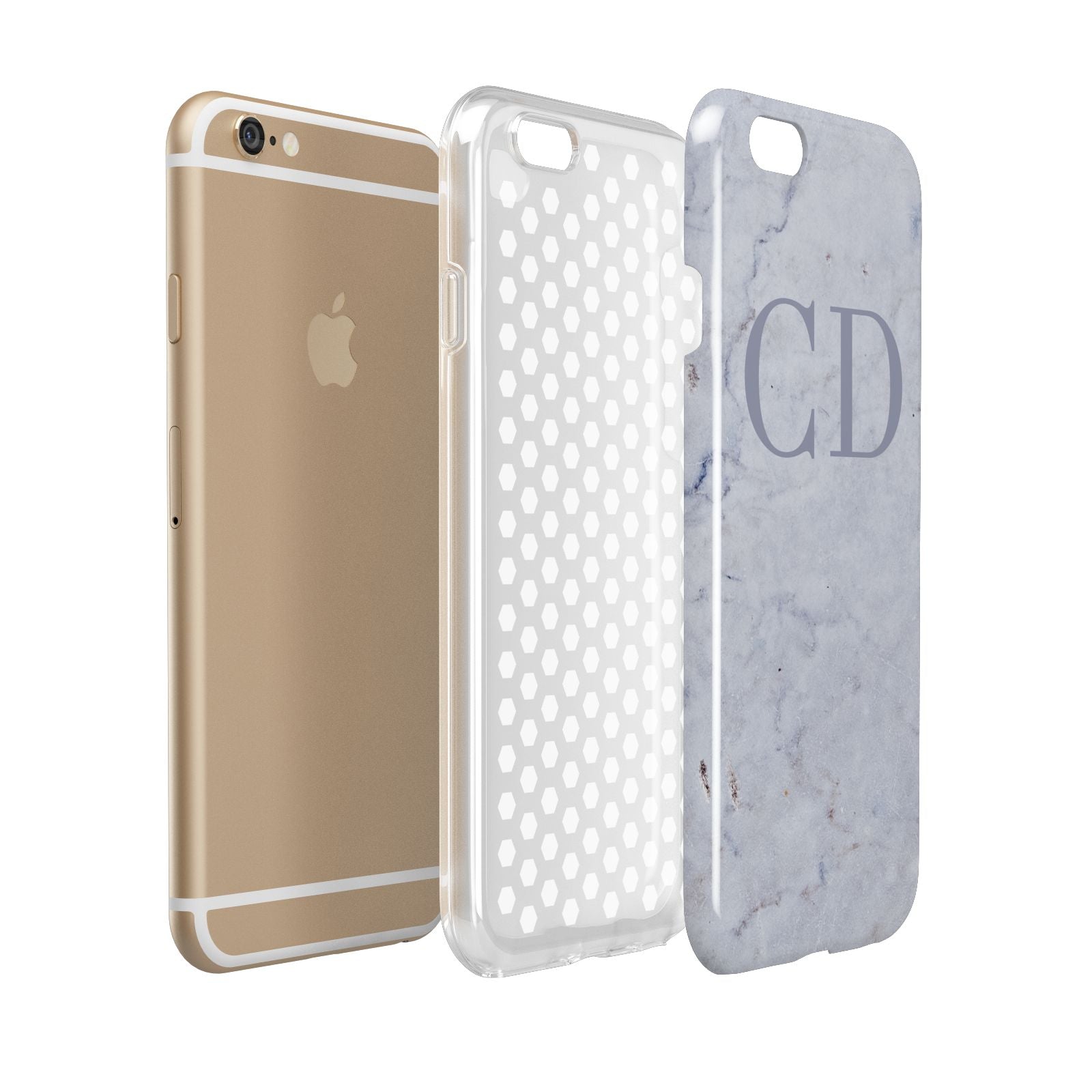 Grey Marble Grey Initials Apple iPhone 6 3D Tough Case Expanded view