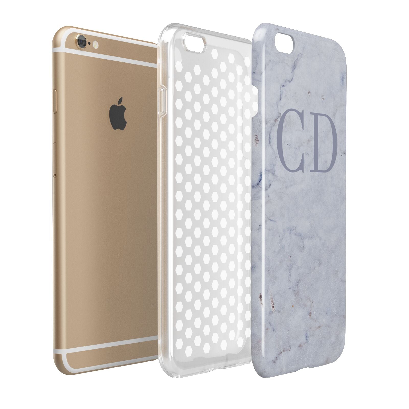 Grey Marble Grey Initials Apple iPhone 6 Plus 3D Tough Case Expand Detail Image
