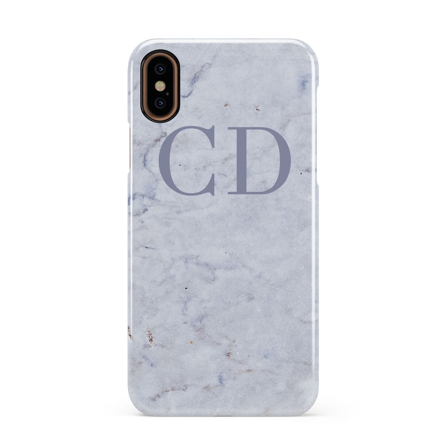 Grey Marble Grey Initials Apple iPhone XS 3D Snap Case