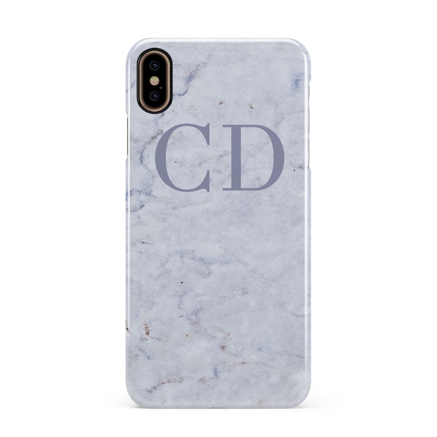 Grey Marble Grey Initials Apple iPhone Xs Max 3D Snap Case
