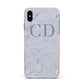 Grey Marble Grey Initials Apple iPhone Xs Max Impact Case Pink Edge on Black Phone