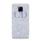 Grey Marble Grey Initials Huawei Mate 20X Phone Case