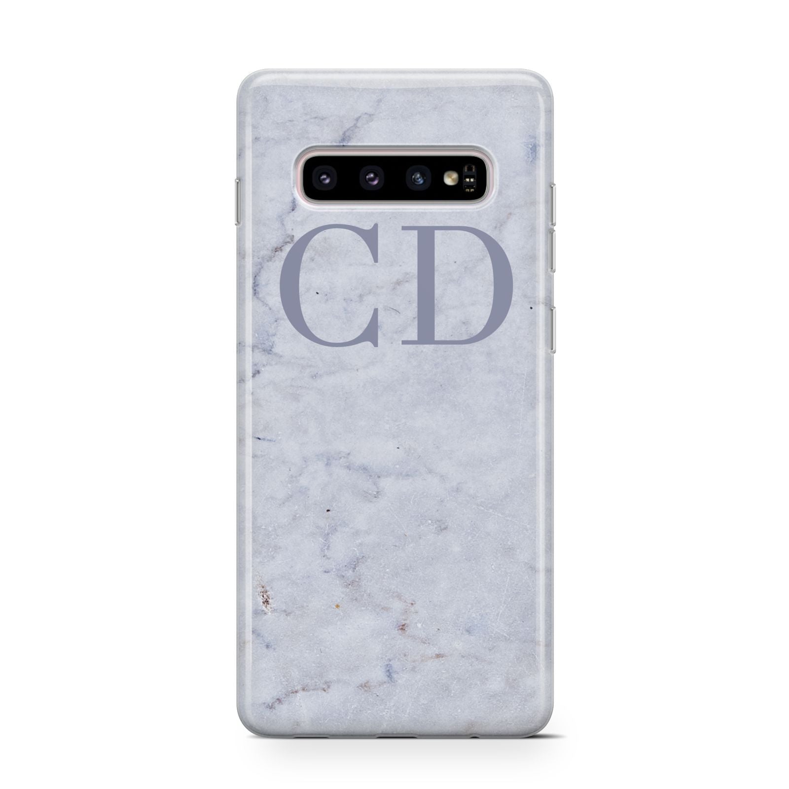 Grey Marble Grey Initials Samsung Galaxy S10 Case