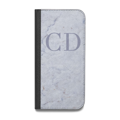 Grey Marble Grey Initials Vegan Leather Flip Samsung Case