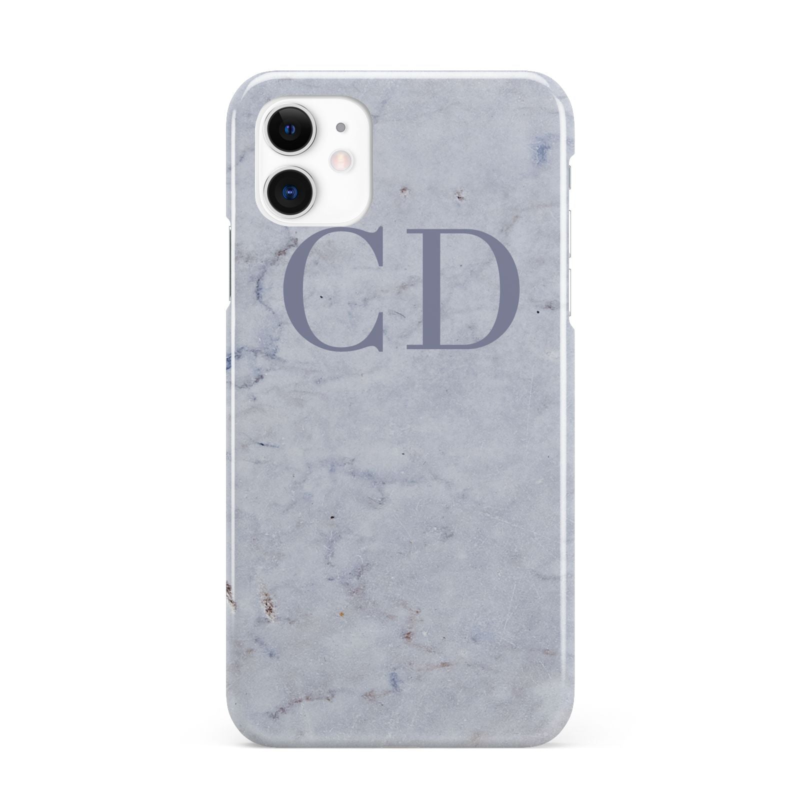 Grey Marble Grey Initials iPhone 11 3D Snap Case