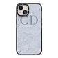 Grey Marble Grey Initials iPhone 13 Black Impact Case on Silver phone