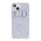 Grey Marble Grey Initials iPhone 13 Clear Bumper Case