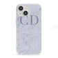 Grey Marble Grey Initials iPhone 13 Mini Clear Bumper Case