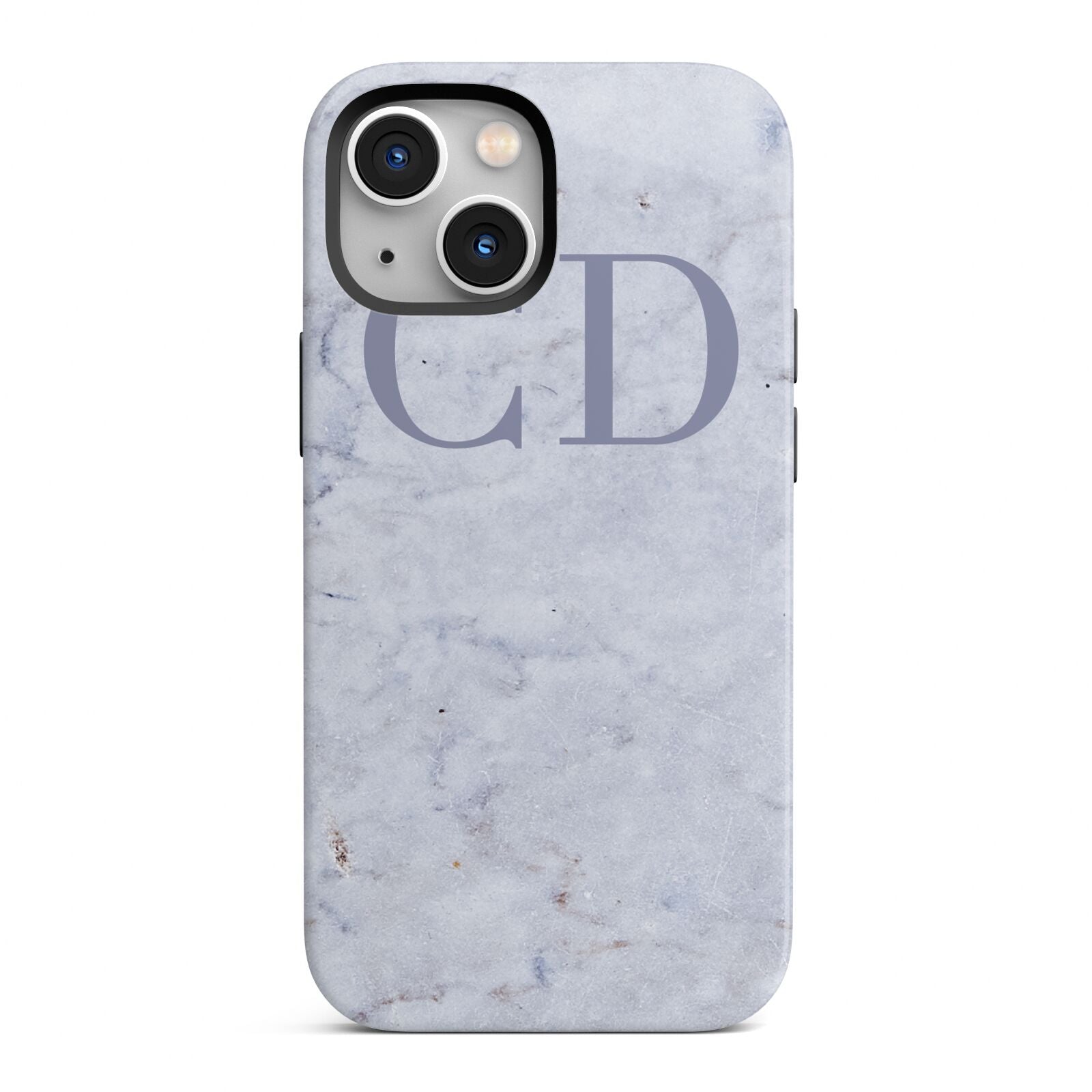 Grey Marble Grey Initials iPhone 13 Mini Full Wrap 3D Tough Case