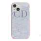 Grey Marble Grey Initials iPhone 13 Mini TPU Impact Case with Pink Edges