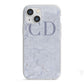 Grey Marble Grey Initials iPhone 13 Mini TPU Impact Case with White Edges