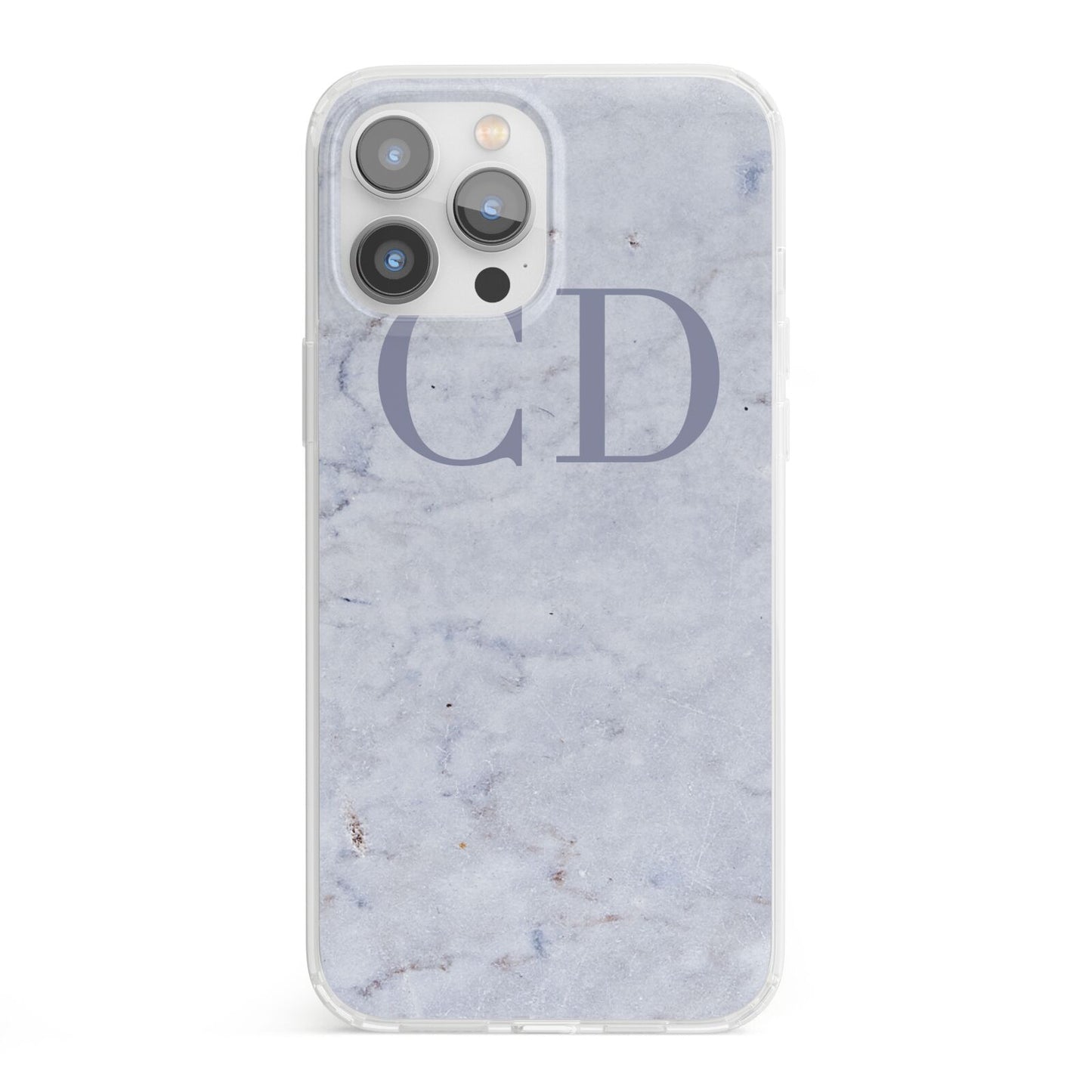 Grey Marble Grey Initials iPhone 13 Pro Max Clear Bumper Case
