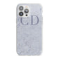 Grey Marble Grey Initials iPhone 13 Pro Max TPU Impact Case with White Edges