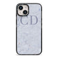 Grey Marble Grey Initials iPhone 14 Black Impact Case on Silver phone