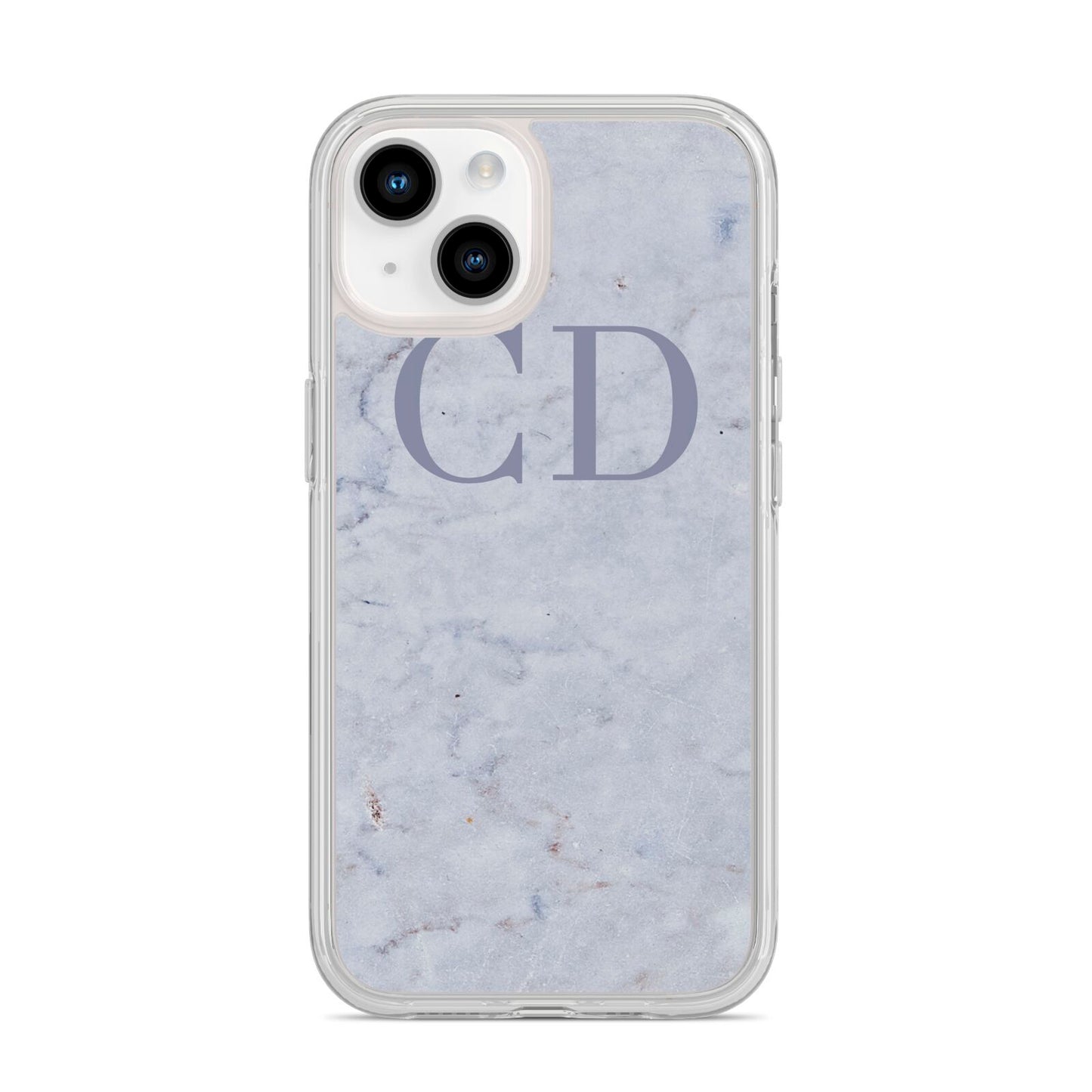 Grey Marble Grey Initials iPhone 14 Clear Tough Case Starlight