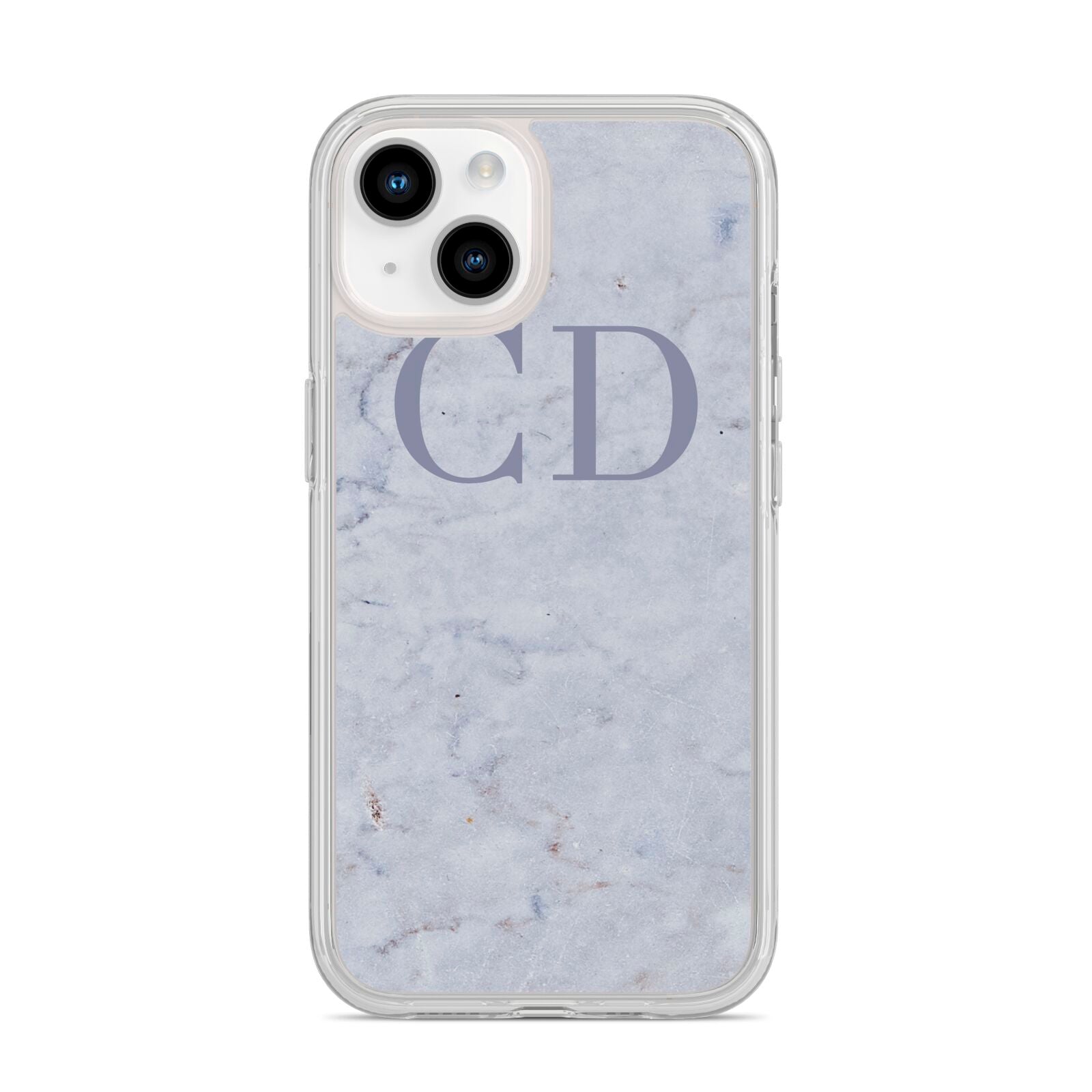 Grey Marble Grey Initials iPhone 14 Clear Tough Case Starlight