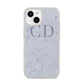 Grey Marble Grey Initials iPhone 14 Glitter Tough Case Starlight