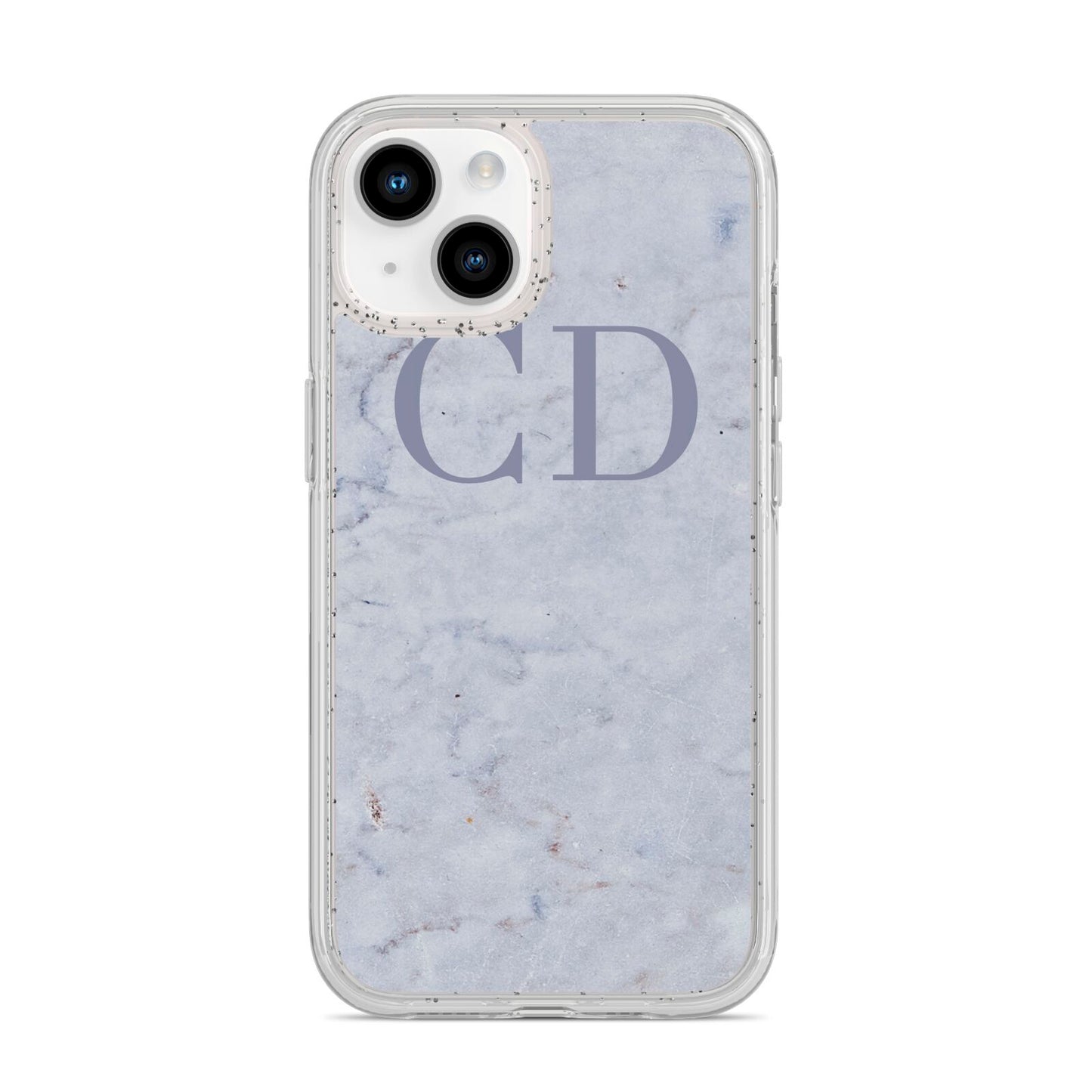 Grey Marble Grey Initials iPhone 14 Glitter Tough Case Starlight