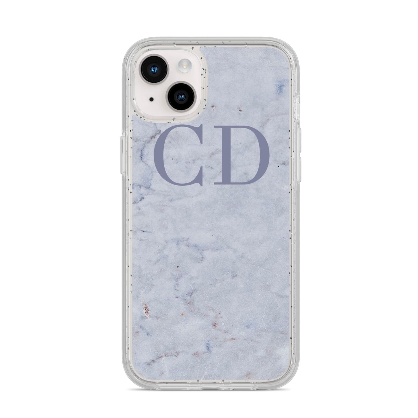 Grey Marble Grey Initials iPhone 14 Plus Glitter Tough Case Starlight